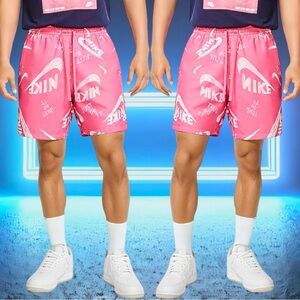 Nike Men's Just Do It All Over Pink/White Print Shorts M Medium DJ0486 684 NWOT